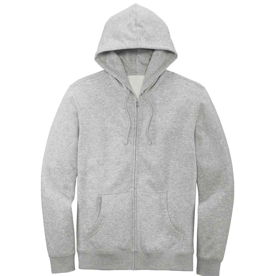 * District Men'S Light Heather Grey V.I.T. Fleece Full-Zip Hoodie | Full Zips