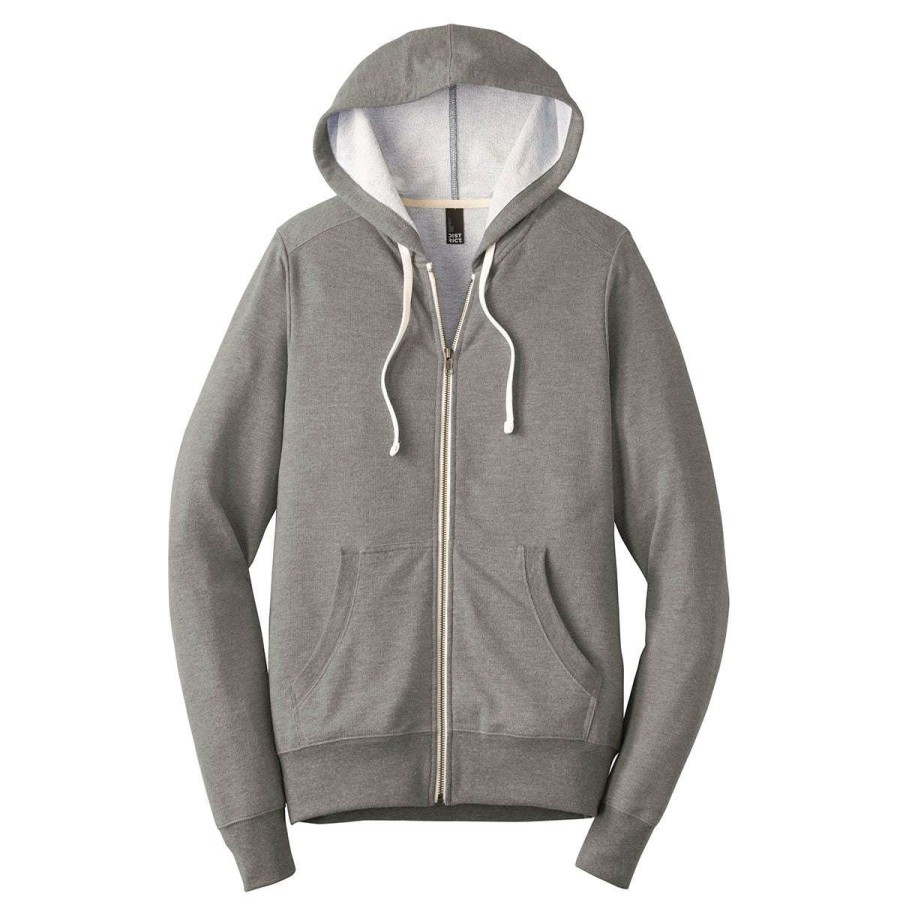 * District Men'S Grey Frost Perfect Tri French Terry Full-Zip Hoodie | Full Zips