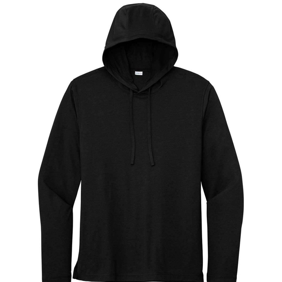 * Sport-Tek Men'S Black Triad Solid Posicharge Tri-Blend Wicking Long Sleeve Hoodie | Sweatshirts