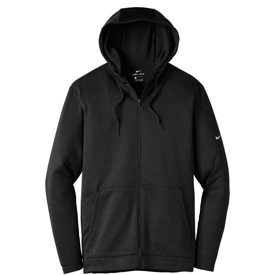 * Nike Men'S Black Therma-Fit Full-Zip Fleece Hoodie | Full Zips