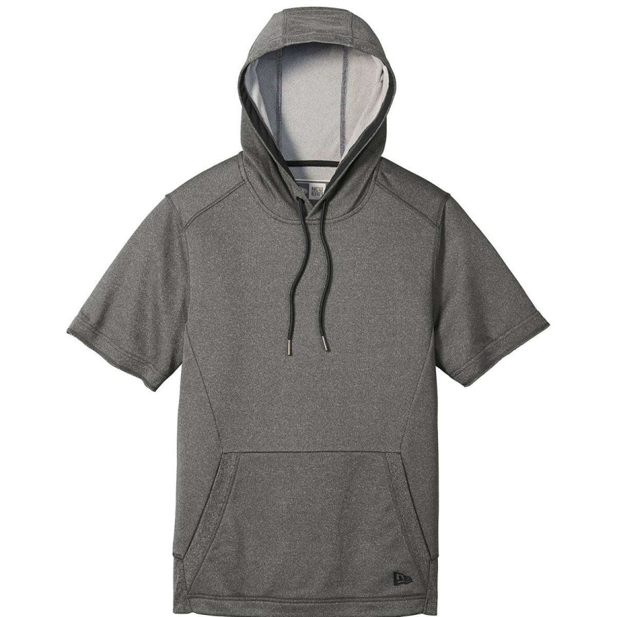 * New Era Men'S Graphite Heather Performance Terry Short Sleeve Hoodie | Sweatshirts