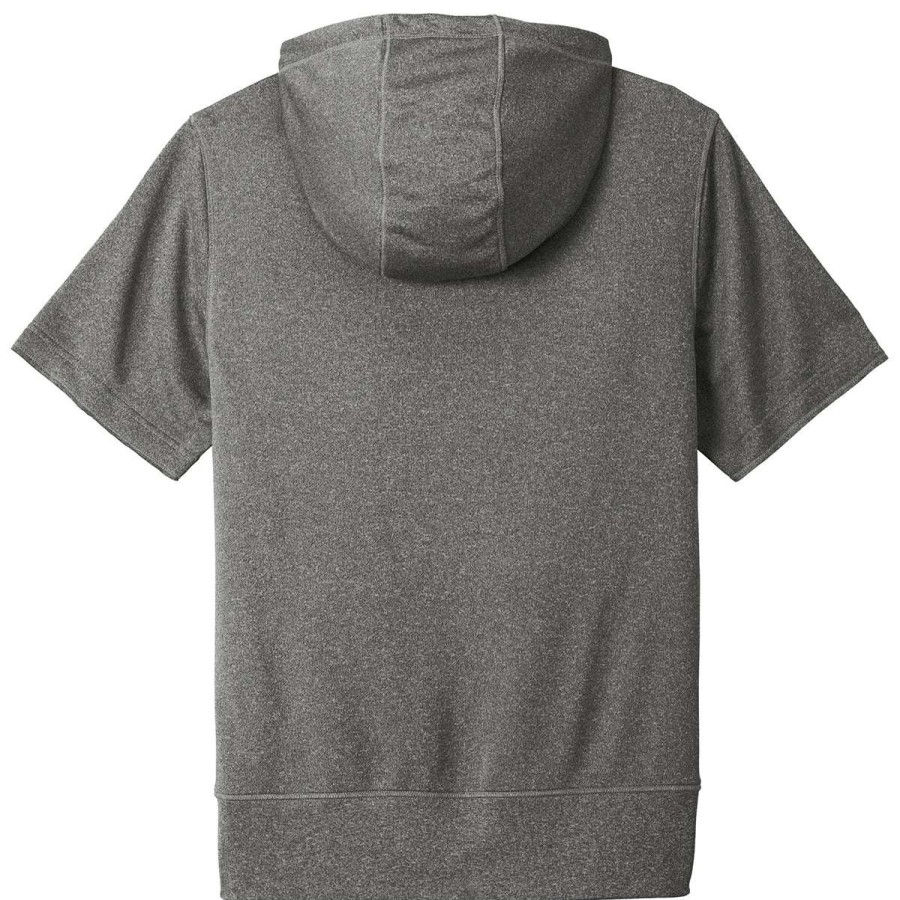 * New Era Men'S Graphite Heather Performance Terry Short Sleeve Hoodie | Sweatshirts