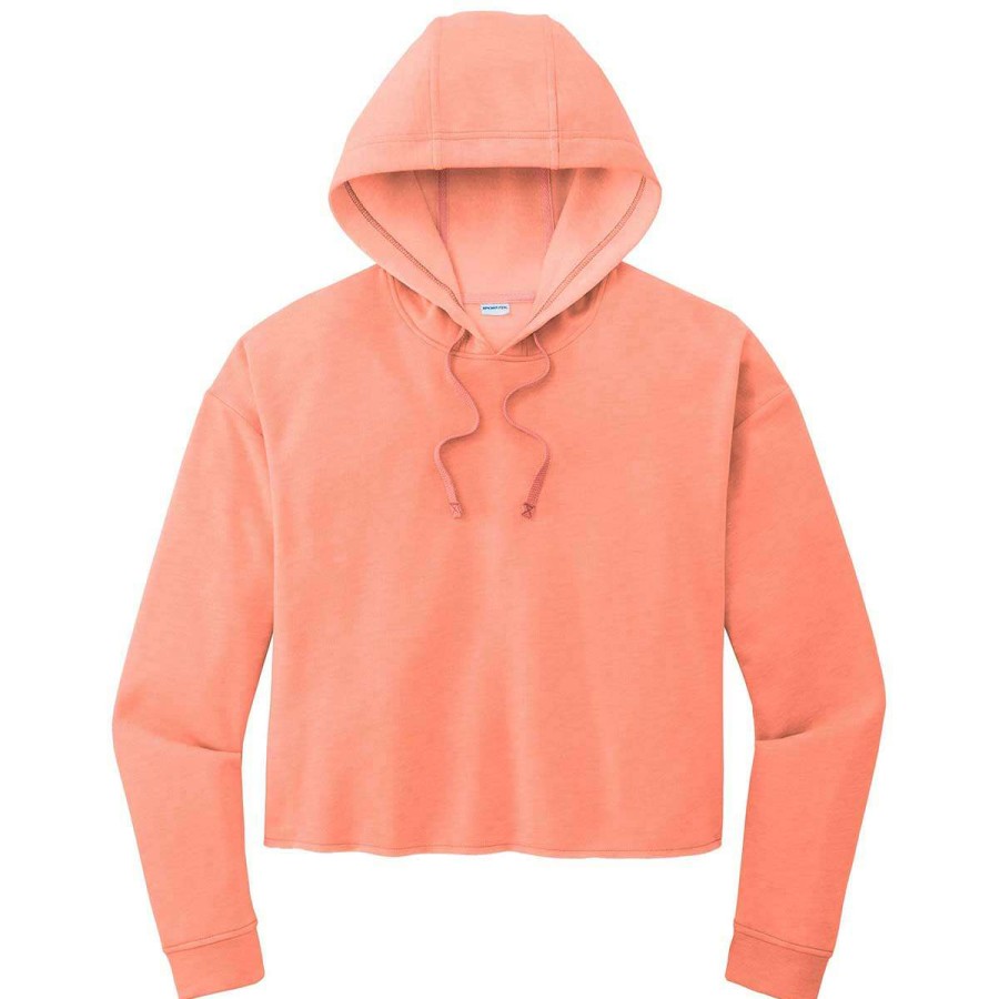 * Sport-Tek Women'S Soft Coral Heather Posicharge Tri-Blend Wicking Fleece Crop Hoodie | Sweatshirts