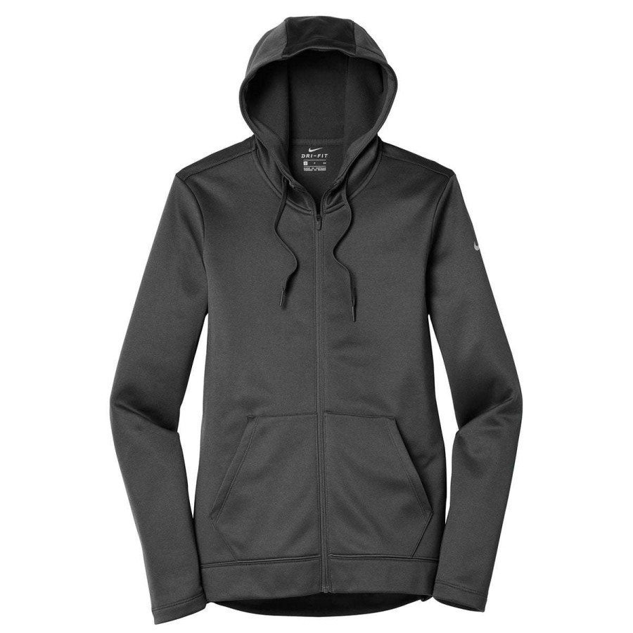 * Nike Women'S Anthracite Therma-Fit Full-Zip Fleece Hoodie | Full Zips