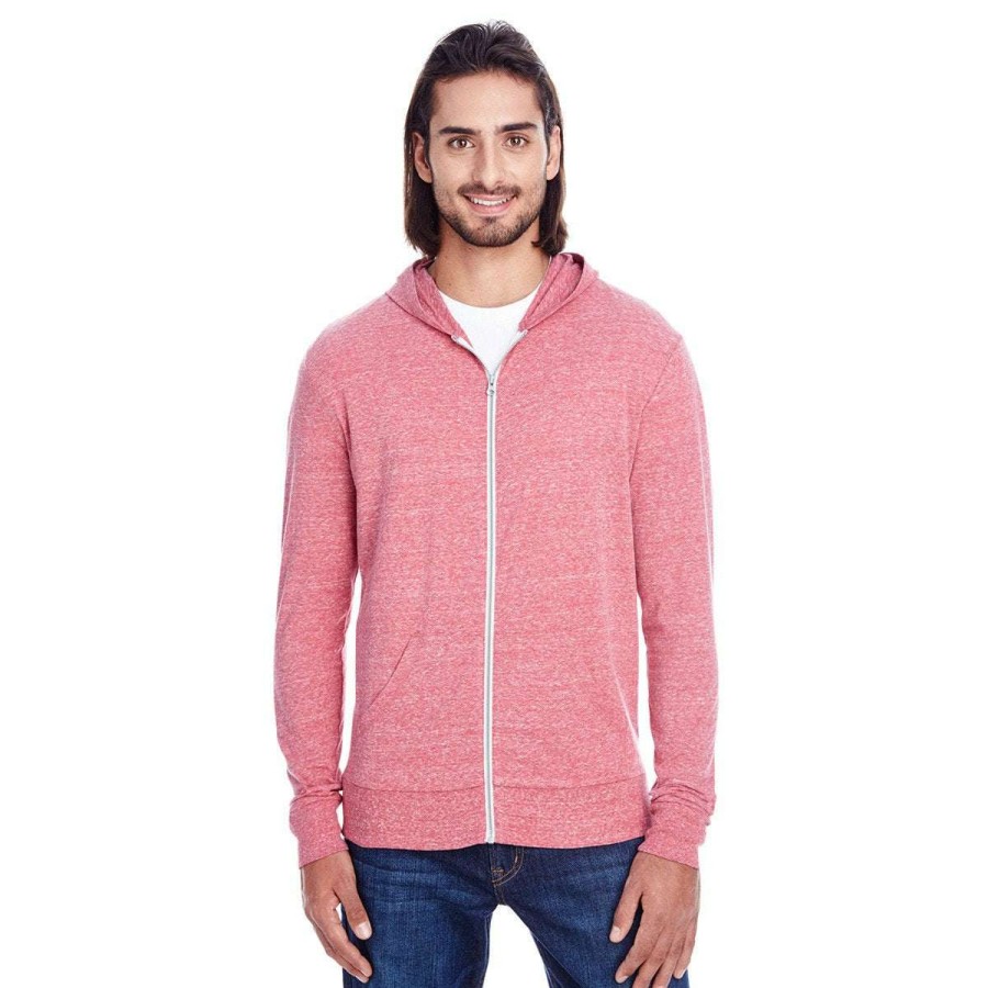 * Threadfast Uni Red Triblend Full-Zip Light Hoodie | Full Zips