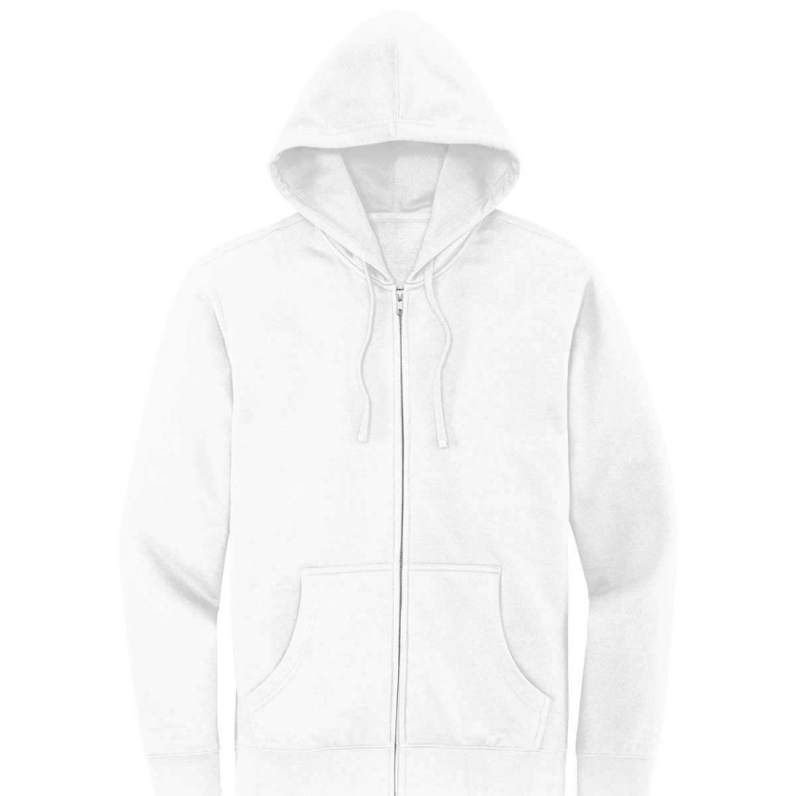 * District Men'S White V.I.T. Fleece Full-Zip Hoodie | Full Zips