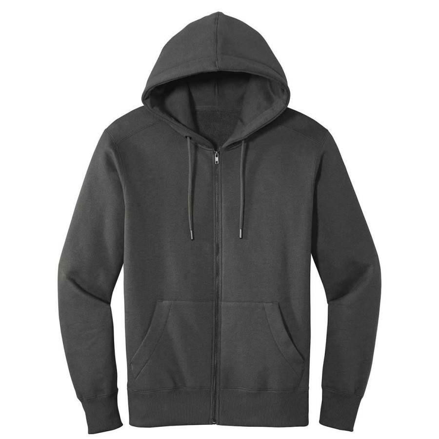 * District Men'S Charcoal Perfect Weight Fleece Full-Zip Hoodie | Full Zips