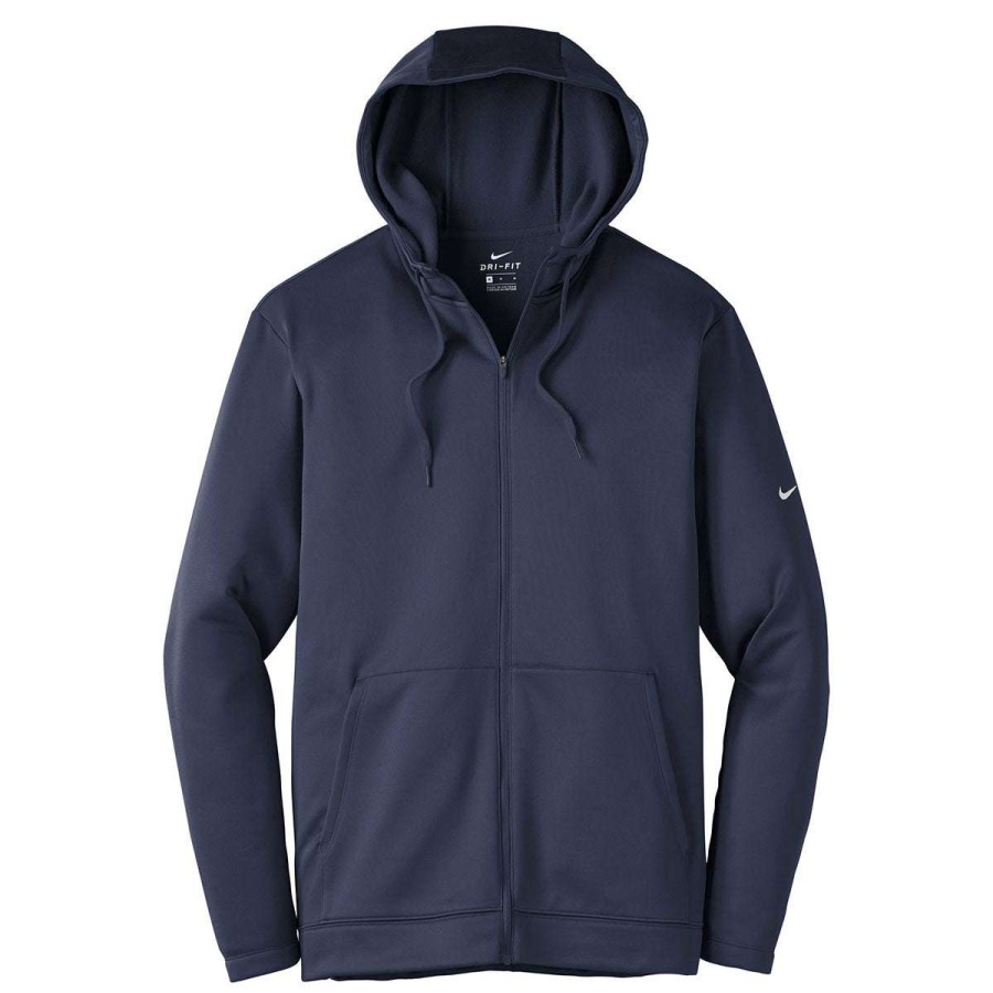 * Nike Men'S Midnight Navy Therma-Fit Full-Zip Fleece Hoodie | Full Zips