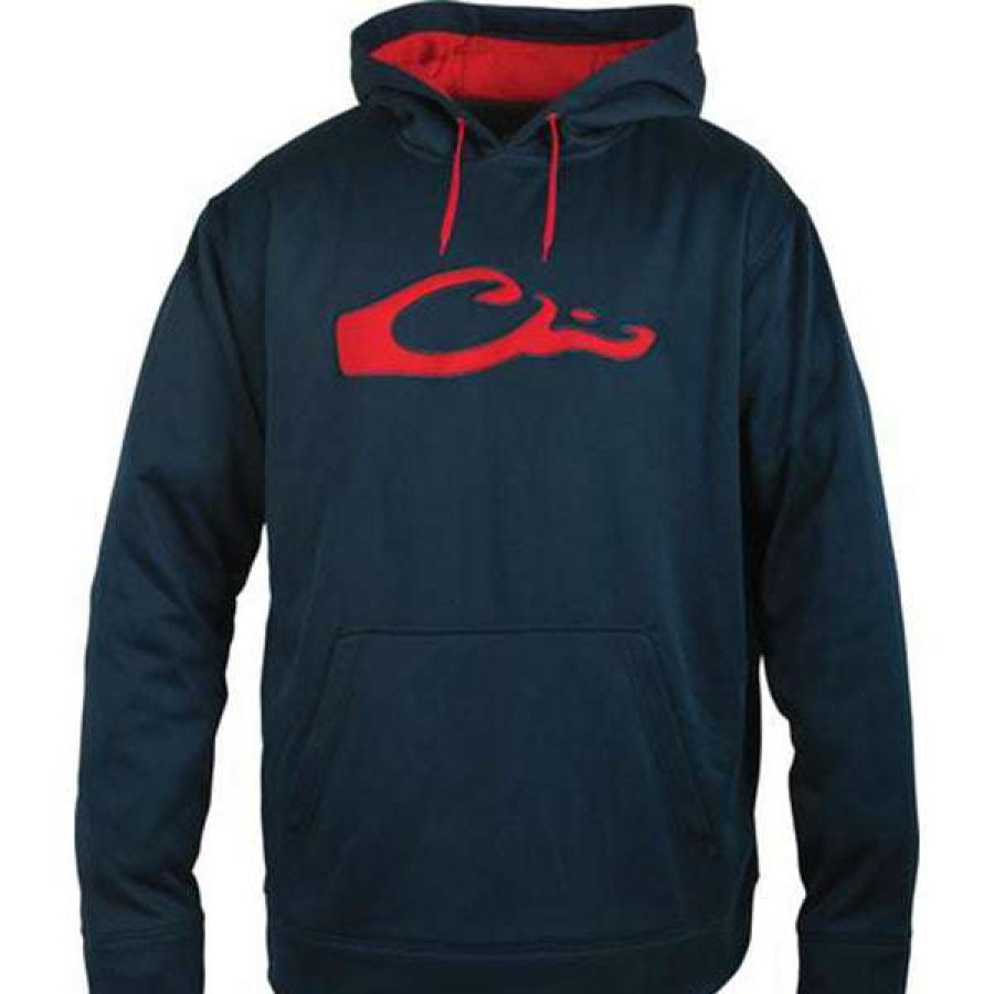 * Drake Waterfowl Men'S Navy/Red Performance Hoodie | Sweatshirts