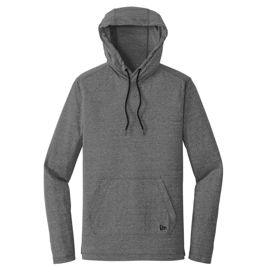 * New Era Men'S Dark Graphite Tri-Blend Performance Pullover Hoodie Tee | Sweatshirts