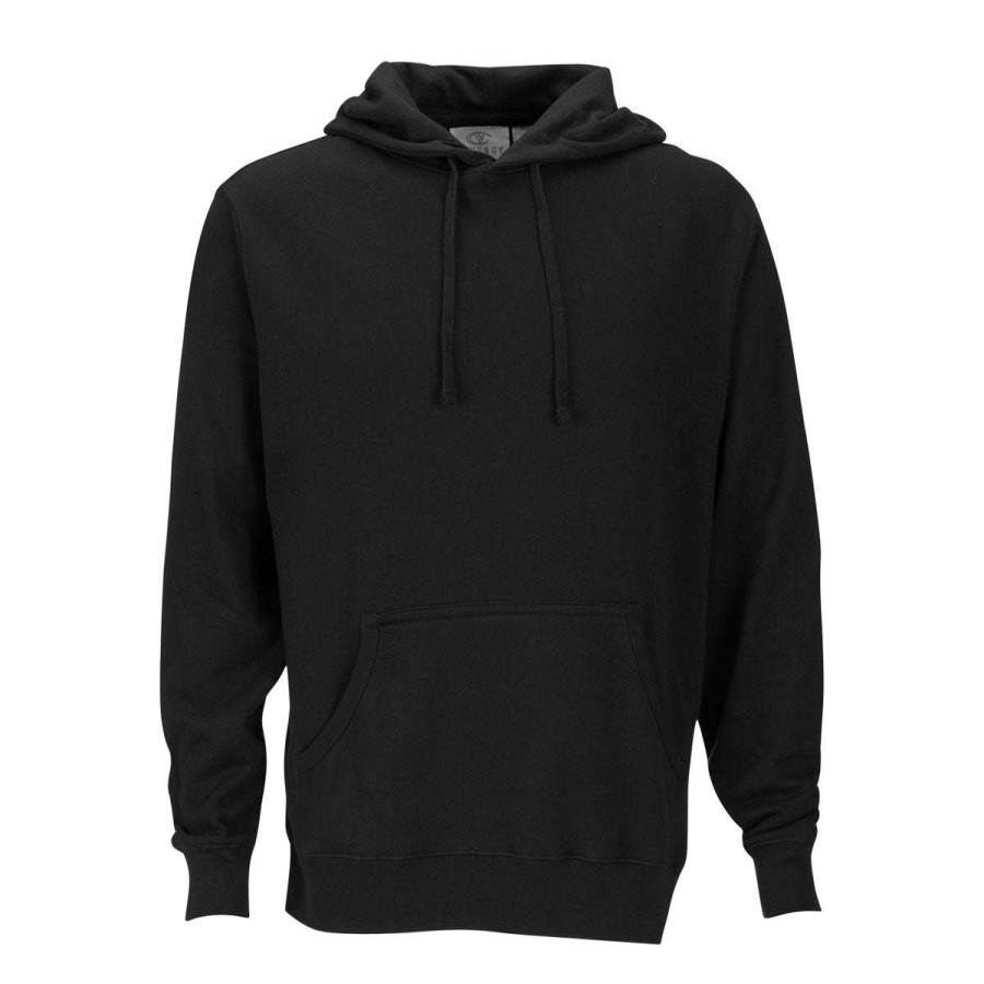 * Vantage Men'S Black Premium Lightweight Fleece Pullover Hoodie | Sweatshirts