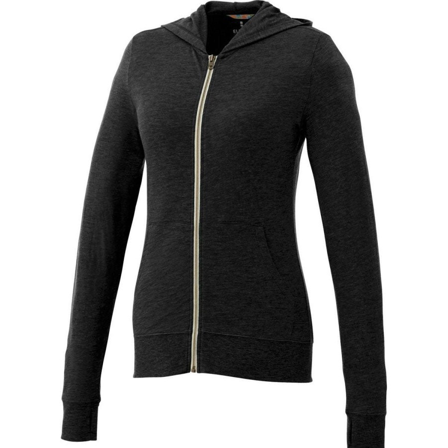 * Elevate Women'S Black Garner Knit Full Zip Hoodie | Full Zips