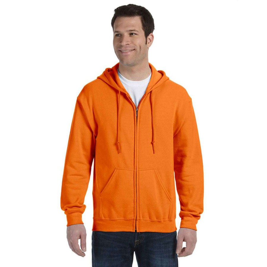 * Gildan Uni Safety Orange Heavy Blend 50/50 Full Zip Hoodie | Full Zips