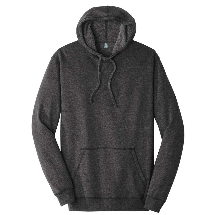 * District Men'S Heathered Black Lightweight Fleece Hoodie | Sweatshirts