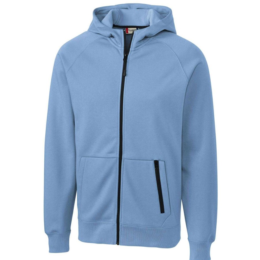 * Clique Men'S Light Blue Lund Fleece Zip Hoodie | Full Zips