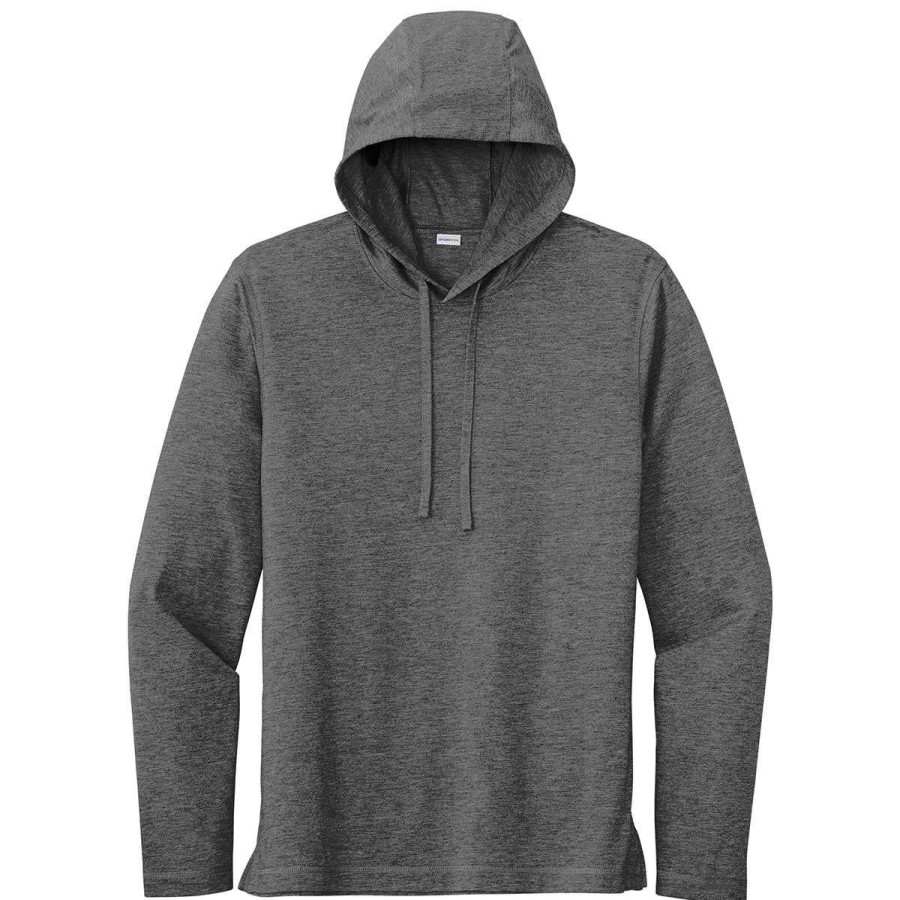 * Sport-Tek Men'S Dark Grey Heather Posicharge Tri-Blend Wicking Long Sleeve Hoodie | Sweatshirts