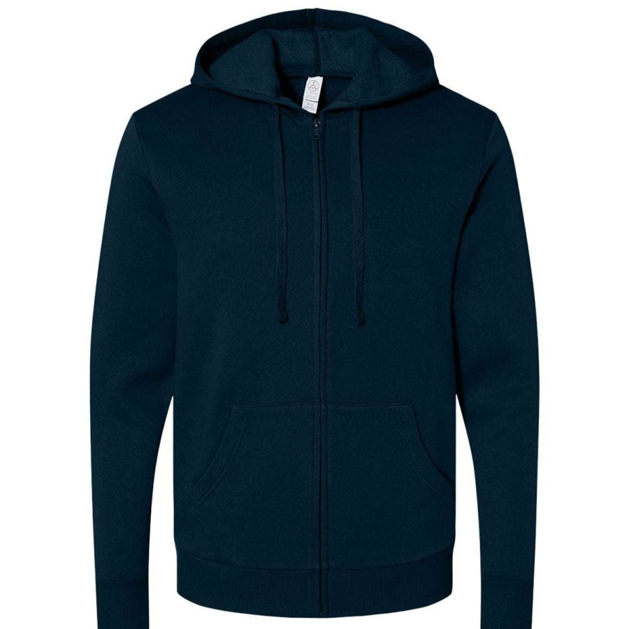 * Alternative Apparel Men'S Midnight Navy Eco-Cozy Fleece Zip Hoodie | Full Zips