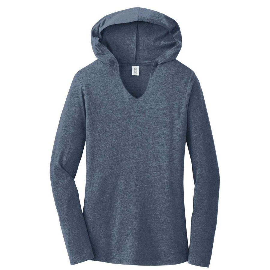 * District Women'S Navy Frost Perfect Tri Long Sleeve Hoodie | Cotton