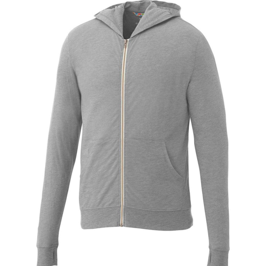 * Elevate Men'S Heather Grey Garner Knit Full Zip Hoodie | Full Zips