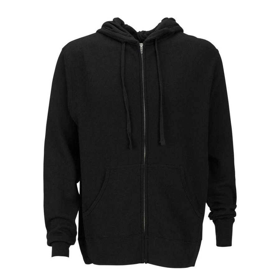 * Vantage Men'S Black Premium Lightweight Fleece Full-Zip Hoodie | Sweatshirts