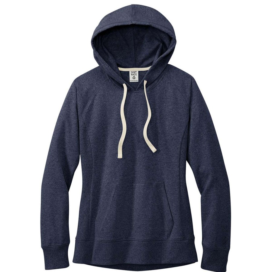 * District Women'S Heathered Navy Re-Fleece Hoodie | Sweatshirts