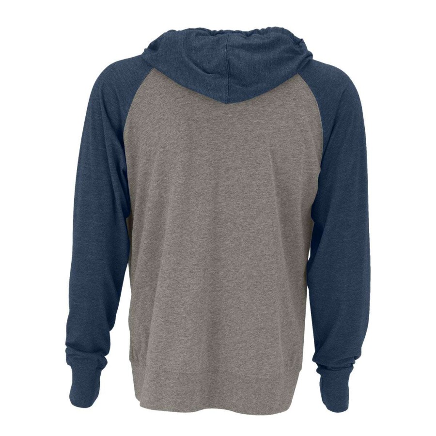 * Vantage Men'S Grey Heather/Navy Heather Full-Zip Two-Tone Jersey Knit Hoodie | Full Zips