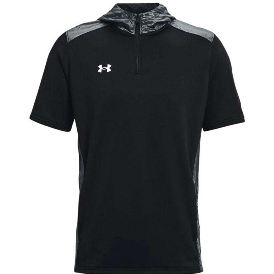 * Under Armour Men'S Black/White Command Short Sleeve Hoodie | Quarter Zips