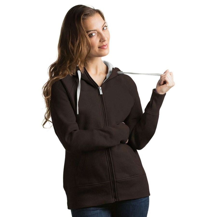 * Antigua Women'S Brown Victory Hoodie | Full Zips