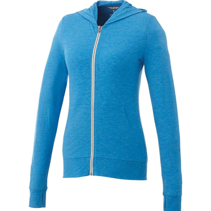 * Elevate Women'S Olympic Blue Heather Garner Knit Full Zip Hoodie | Full Zips