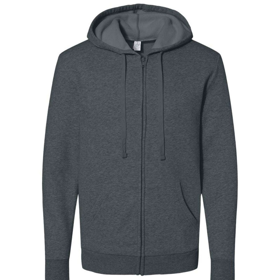 * Alternative Apparel Men'S Dark Heather Grey Eco-Cozy Fleece Zip Hoodie | Full Zips