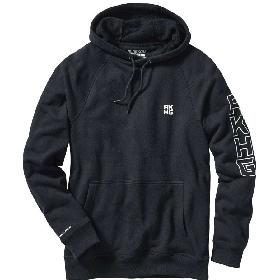 * Akhg Men'S Black/White Print Crosshaul Cotton Hoodie Sweatshirt | Sweatshirts