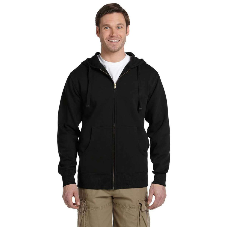 * Econscious Men'S Black Organic/Recycled Full-Zip Hoodie | Full Zips