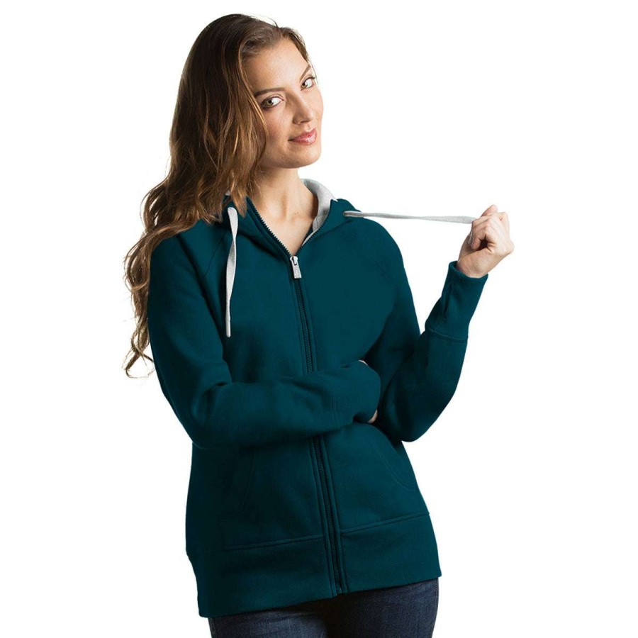 * Antigua Women'S Deep Teal Victory Hoodie | Full Zips