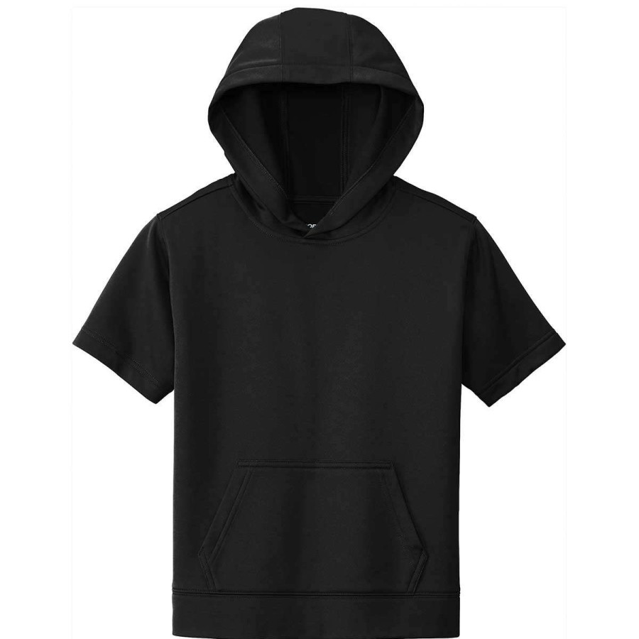 * Sport-Tek Youth Black Sport-Wick Fleece Short Sleeve Pullover Hoodie | Boys