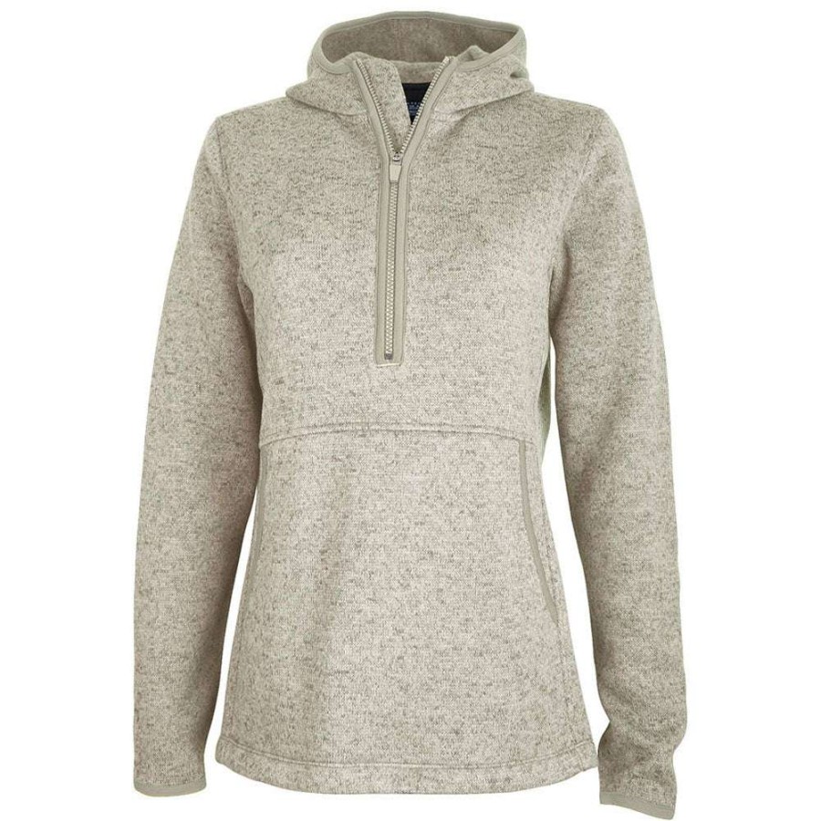 * Charles River Women'S Oatmeal Heathered Fleece Quarter Zip Hoodie | Quarter Zips